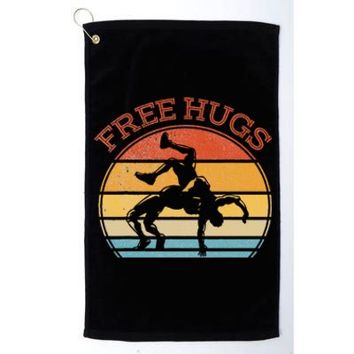 Free Hugs Funny Wrestling Wrestler Coach Platinum Collection Golf Towel