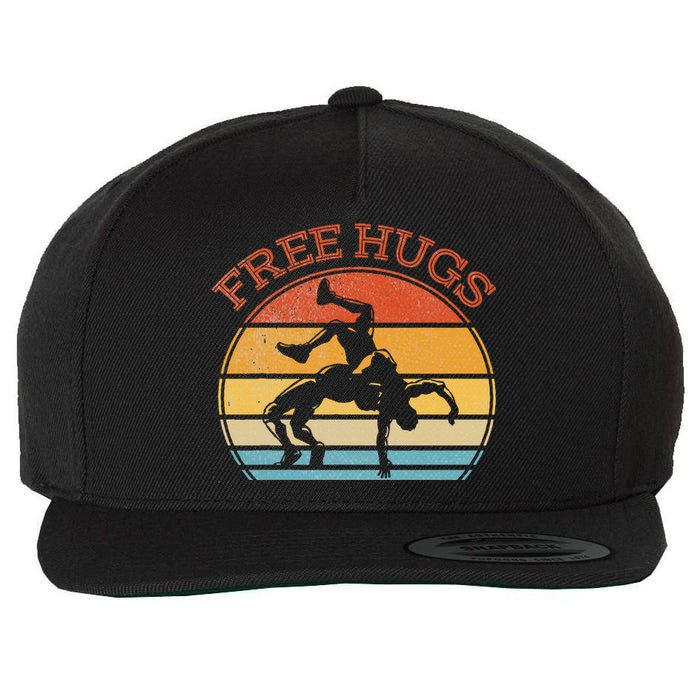 Free Hugs Funny Wrestling Wrestler Coach Wool Snapback Cap