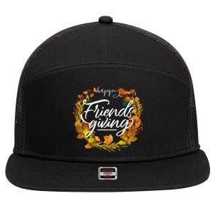 Funny Happy Friendsgiving Turkey Friends Giving Thanksgiving Gift 7 Panel Mesh Trucker Snapback Hat