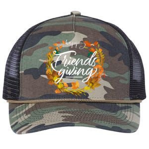 Funny Happy Friendsgiving Turkey Friends Giving Thanksgiving Gift Retro Rope Trucker Hat Cap