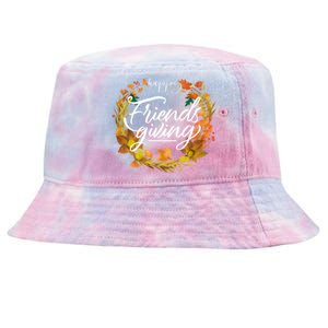 Funny Happy Friendsgiving Turkey Friends Giving Thanksgiving Gift Tie-Dyed Bucket Hat