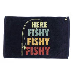 Fishing Here Fishy Grommeted Golf Towel