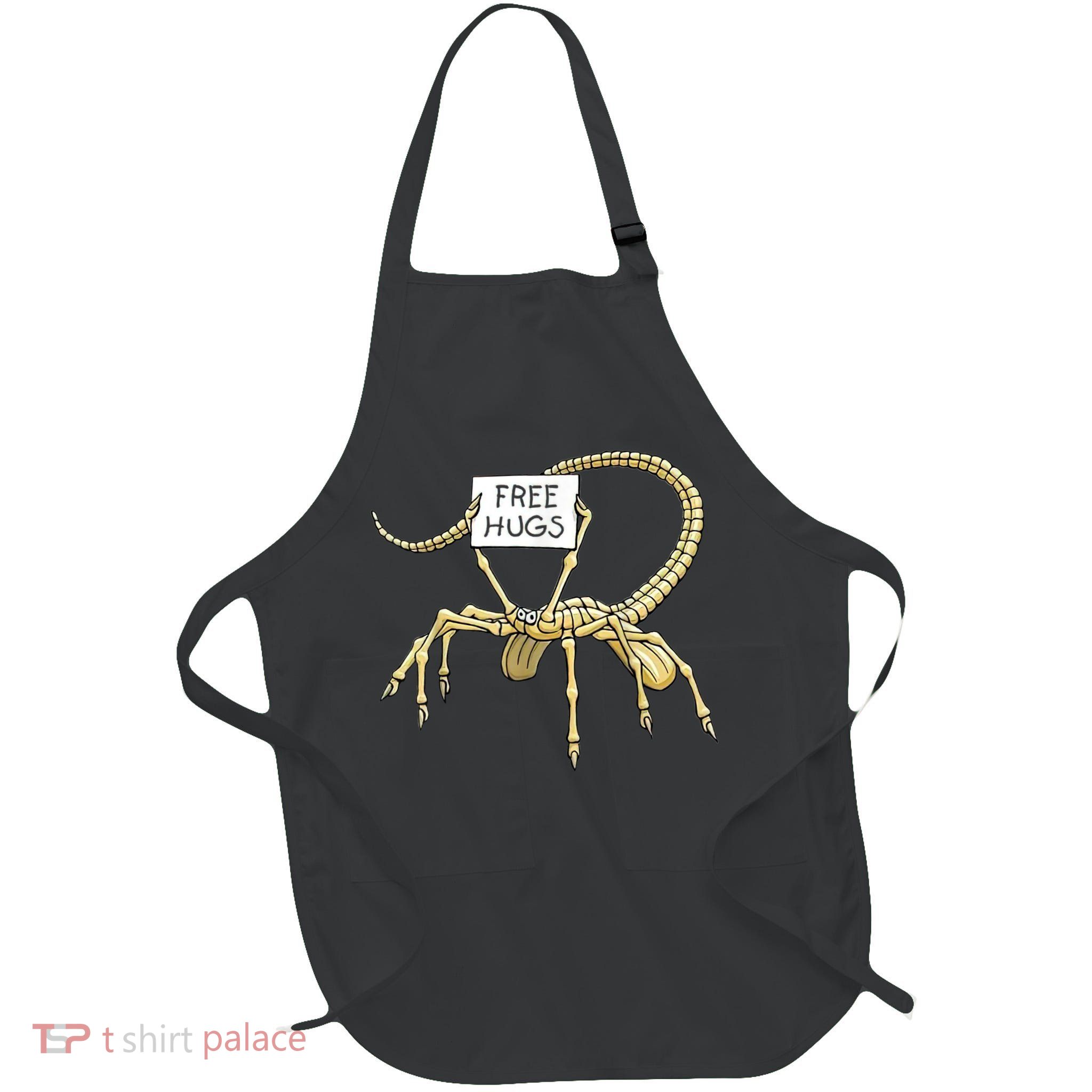 Free Hugs Funny Facehugger Aliens Full-Length Apron With Pockets