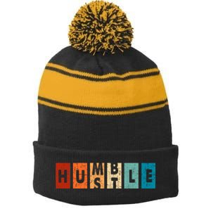 Funny Hustle For Cool Humble Odometer Stripe Pom Pom Beanie