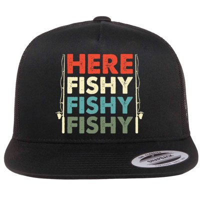 Fish Hunting Fishing Fishrod Fisherman Flat Bill Trucker Hat