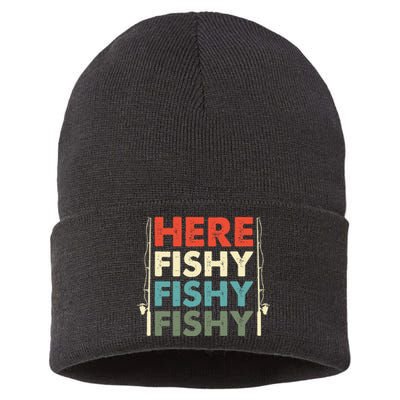 Fish Hunting Fishing Fishrod Fisherman Sustainable Knit Beanie