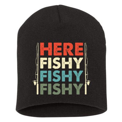 Fish Hunting Fishing Fishrod Fisherman Short Acrylic Beanie