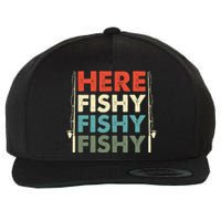 Fish Hunting Fishing Fishrod Fisherman Wool Snapback Cap