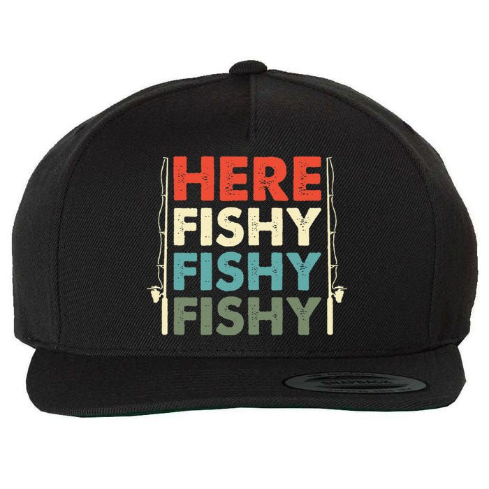 Fish Hunting Fishing Fishrod Fisherman Wool Snapback Cap