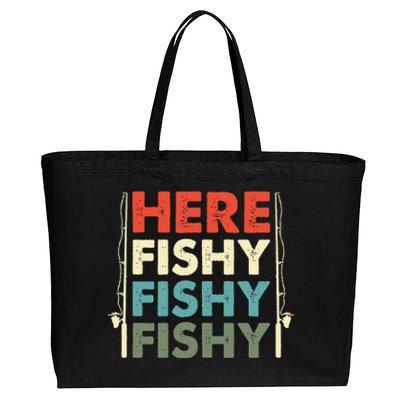 Fish Hunting Fishing Fishrod Fisherman Cotton Canvas Jumbo Tote