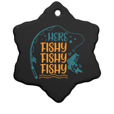 Fishing Here Fishy Gift Ceramic Star Ornament