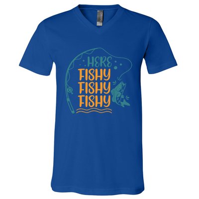 Fishing Here Fishy Gift V-Neck T-Shirt