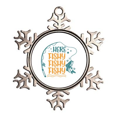 Fishing Here Fishy Gift Metallic Star Ornament