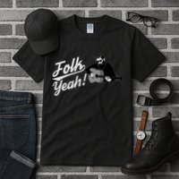 Funny Hipster Folk Yeah! Folk Music Acoustic Guitar Lover Tall T-Shirt