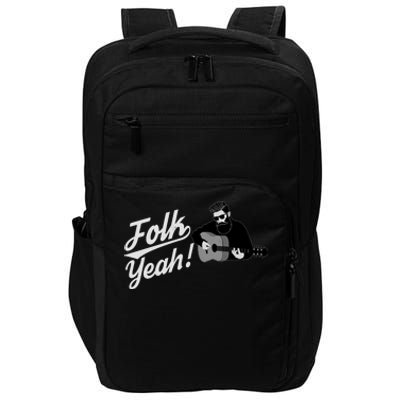 Funny Hipster Folk Yeah! Folk Music Acoustic Guitar Lover Impact Tech Backpack