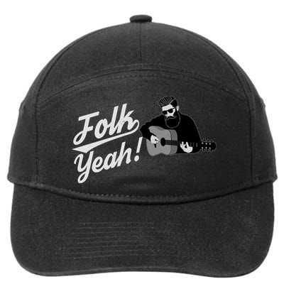 Funny Hipster Folk Yeah! Folk Music Acoustic Guitar Lover 7-Panel Snapback Hat