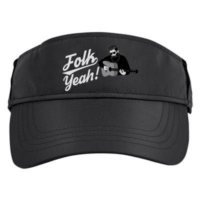 Funny Hipster Folk Yeah! Folk Music Acoustic Guitar Lover Adult Drive Performance Visor