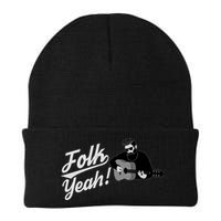 Funny Hipster Folk Yeah! Folk Music Acoustic Guitar Lover Beanie