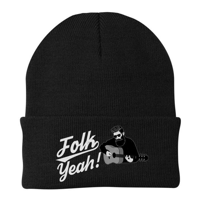 Funny Hipster Folk Yeah! Folk Music Acoustic Guitar Lover Beanie