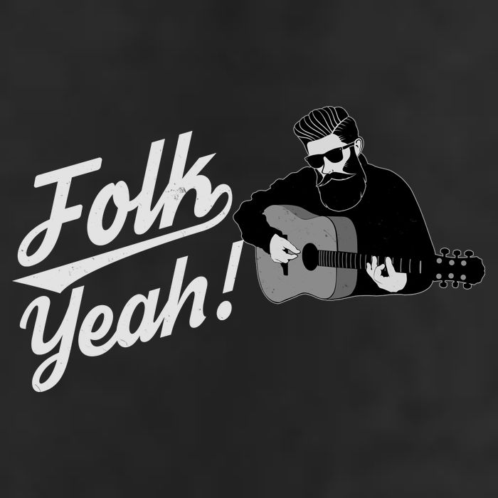 Funny Hipster Folk Yeah! Folk Music Acoustic Guitar Lover Beanie