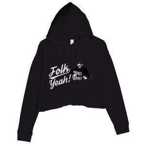 Funny Hipster Folk Yeah! Folk Music Acoustic Guitar Lover Crop Fleece Hoodie