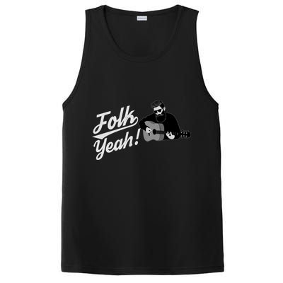 Funny Hipster Folk Yeah! Folk Music Acoustic Guitar Lover PosiCharge Competitor Tank