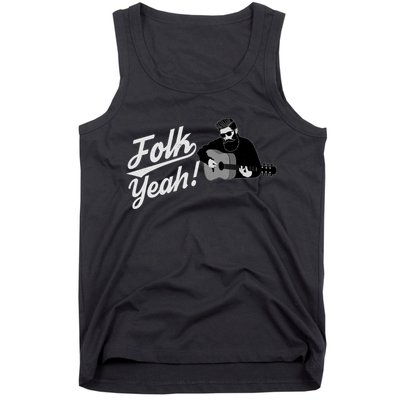 Funny Hipster Folk Yeah! Folk Music Acoustic Guitar Lover Tank Top