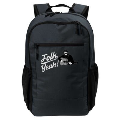 Funny Hipster Folk Yeah! Folk Music Acoustic Guitar Lover Daily Commute Backpack