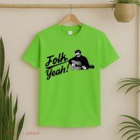 Funny Hipster Folk Yeah! Folk Music Acoustic Guitar Lover T-Shirt