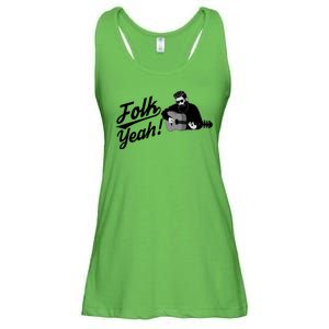 Funny Hipster Folk Yeah! Folk Music Acoustic Guitar Lover Ladies Essential Flowy Tank