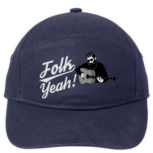 Funny Hipster Folk Yeah! Folk Music Acoustic Guitar Lover 7-Panel Snapback Hat