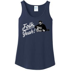 Funny Hipster Folk Yeah! Folk Music Acoustic Guitar Lover Ladies Essential Tank