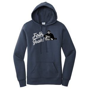 Funny Hipster Folk Yeah! Folk Music Acoustic Guitar Lover Women's Pullover Hoodie