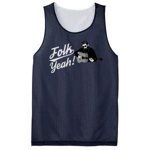 Funny Hipster Folk Yeah! Folk Music Acoustic Guitar Lover Mesh Reversible Basketball Jersey Tank