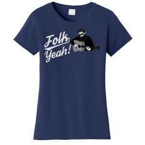 Funny Hipster Folk Yeah! Folk Music Acoustic Guitar Lover Women's T-Shirt