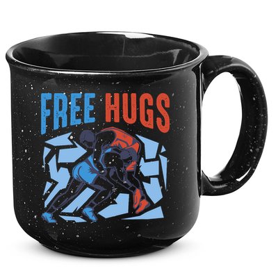 Free Hugs Funny Wrestling Gifts For Wrestlers Boy 15oz Campfire Ceramic Mug