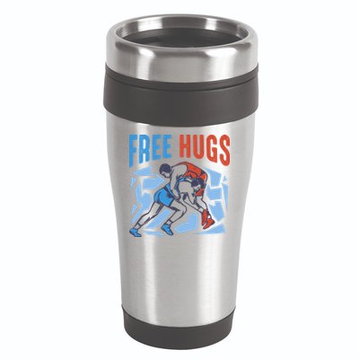 Free Hugs Funny Wrestling Gifts For Wrestlers Boy 16oz Travel Tumbler