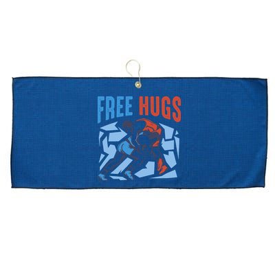 Free Hugs Funny Wrestling Gifts For Wrestlers Boy Large Microfiber Waffle Golf Towel
