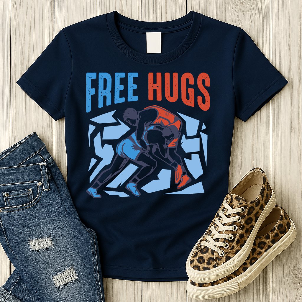 Free Hugs Funny Wrestling Gifts For Wrestlers Boy Womens T-Shirt