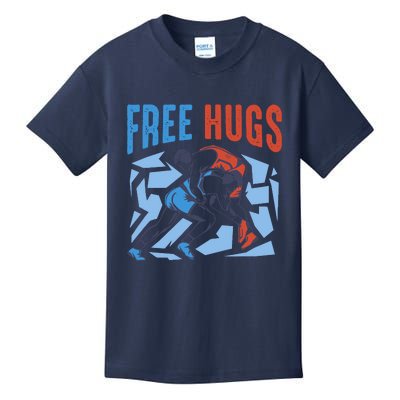 Free Hugs Funny Wrestling Gifts For Wrestlers Boy Kids T-Shirt