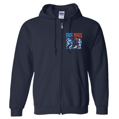 Free Hugs Funny Wrestling Gifts For Wrestlers Boy Full Zip Hoodie