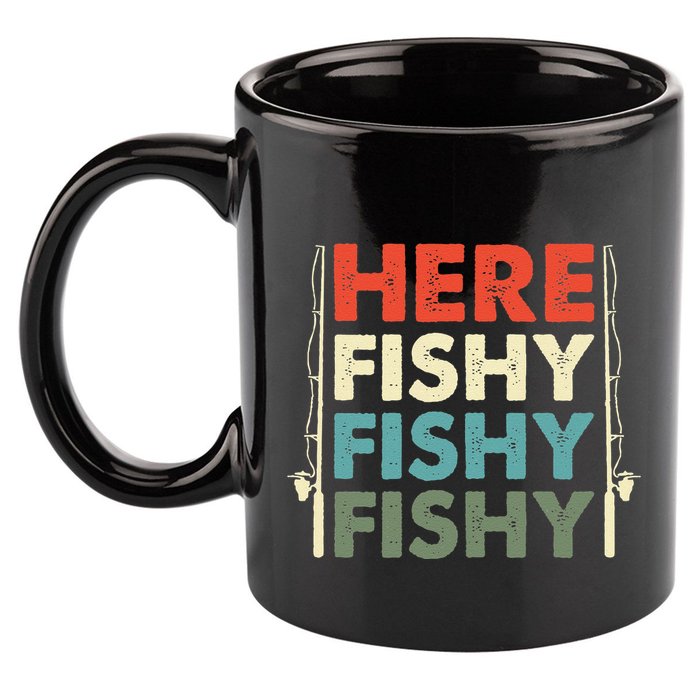 Fish Hunting Fishing Fishrod Fisherman 11oz C Handle Ceramic Mug