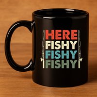 Fish Hunting Fishing Fishrod Fisherman 11oz C Handle Ceramic Mug