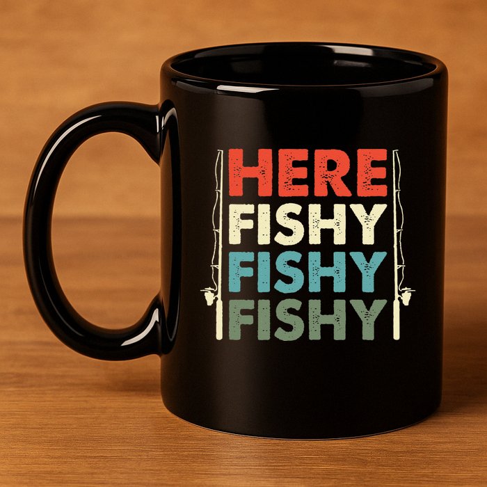 Fish Hunting Fishing Fishrod Fisherman 11oz C Handle Ceramic Mug
