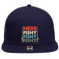 Fish Hunting Fishing Fishrod Fisherman 7 Panel Mesh Trucker Snapback Hat