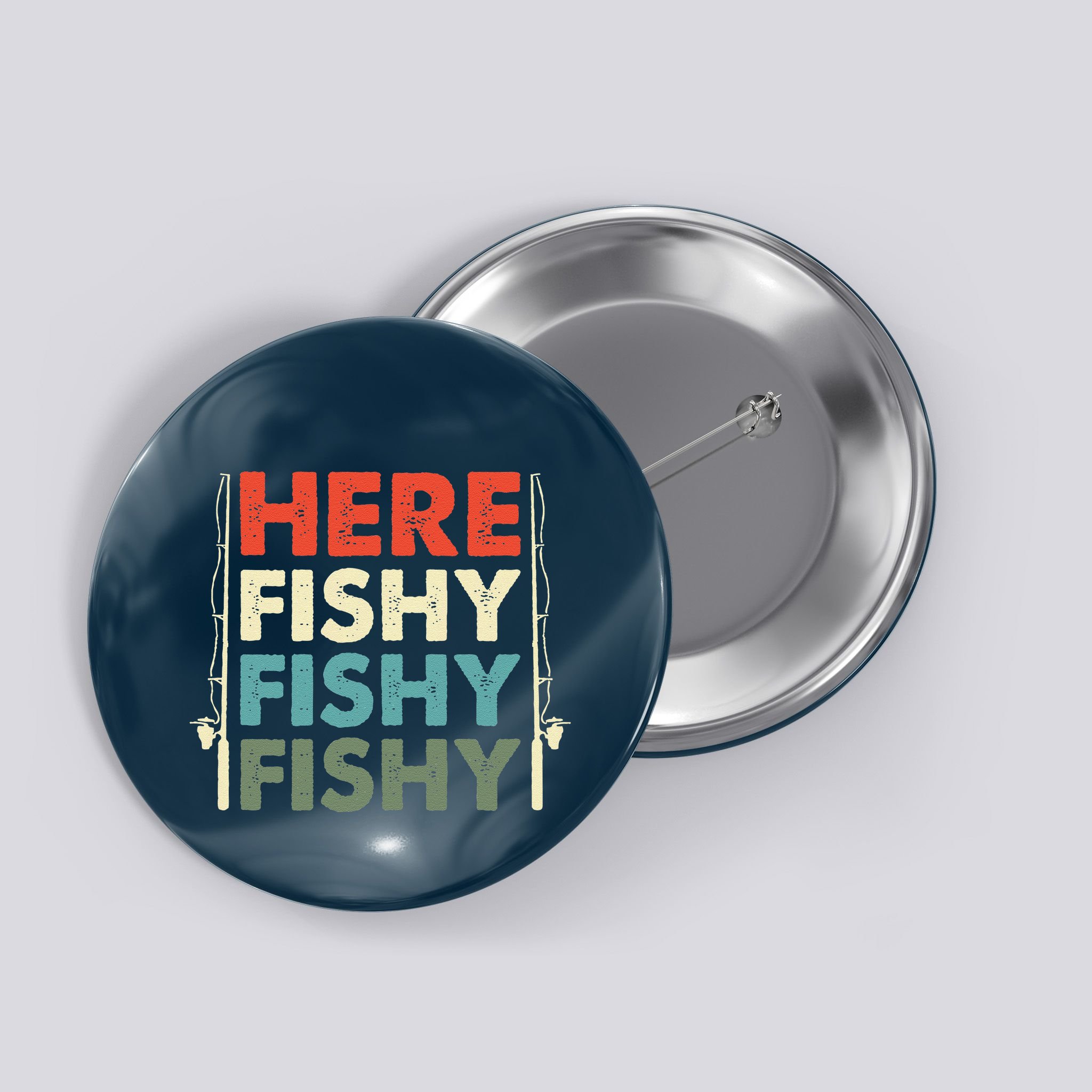 Fish Hunting Fishing Fishrod Fisherman Button
