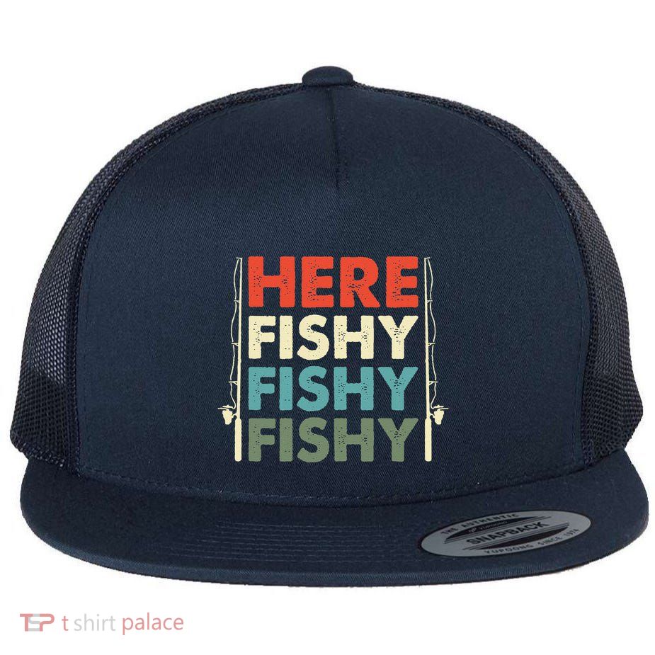Fish Hunting Fishing Fishrod Fisherman Flatbill Hat