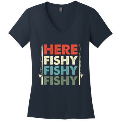 Fish Hunting Fishing Fishrod Fisherman Women's V-Neck T-Shirt