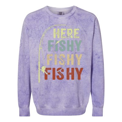 Fishingshirt Herefishy Funny Colorblast Crewneck Sweatshirt