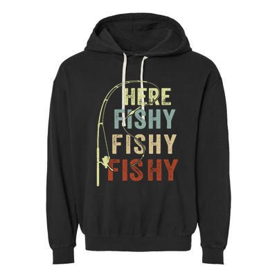 Fishingshirt Herefishy Funny Garment-Dyed Fleece Hoodie